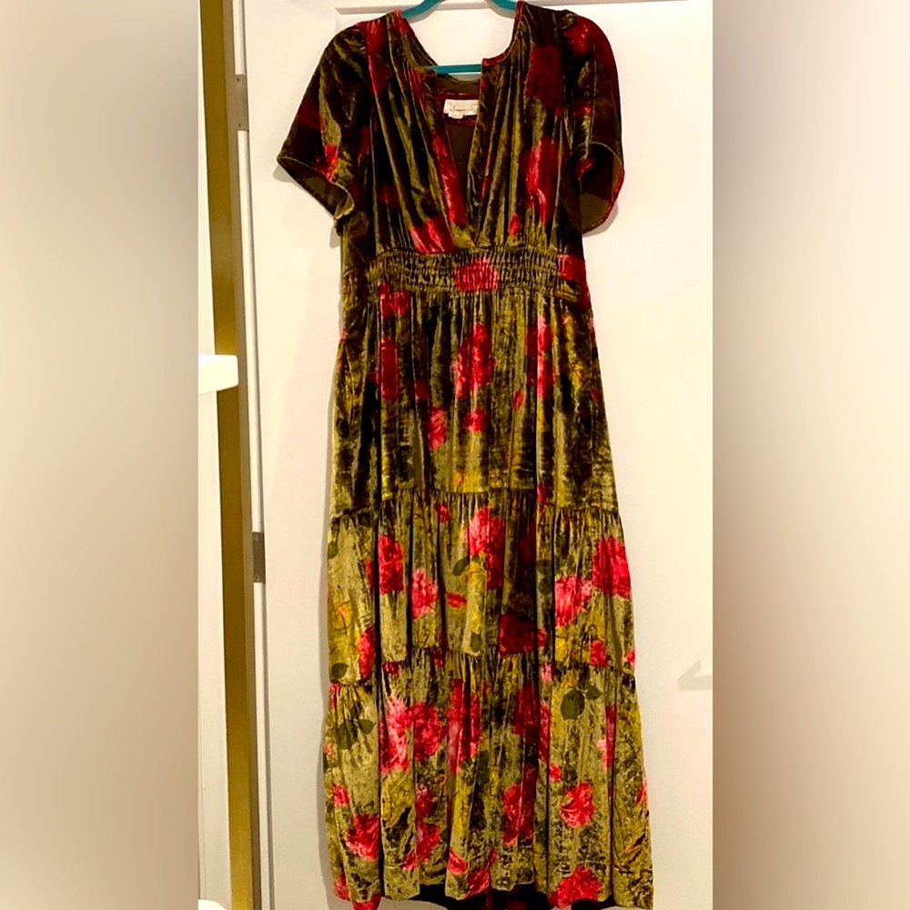 Anthropologie Somerset Velvet Maxi Dress